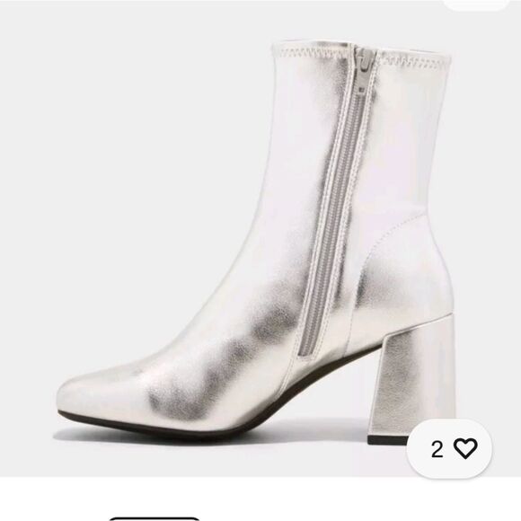 🆕👢 Pippa Chunky Heel Ankle Boots - A New Day, Silver - Sz 8.5 - Picture 2 of 5